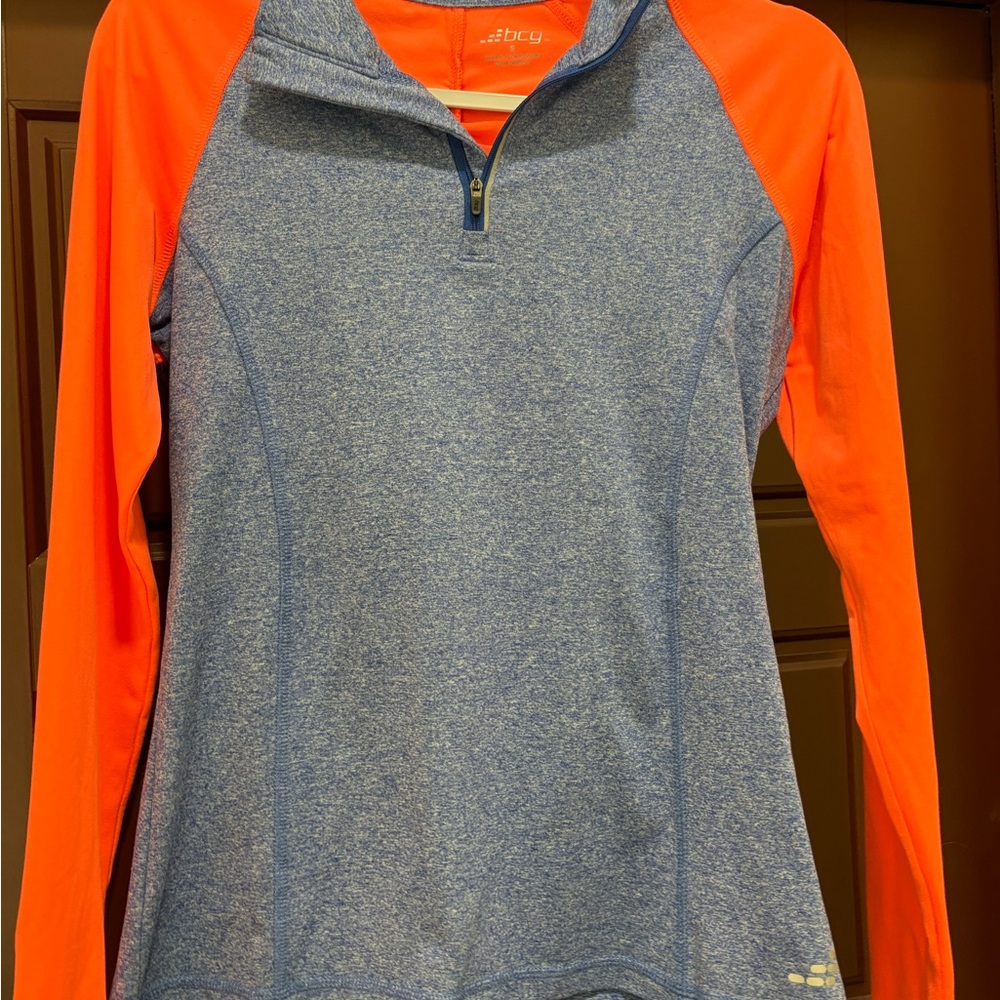 BCG Heathered Blue and Vibrant Orange Zip-Up